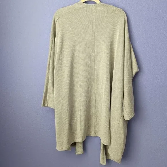 Anthropologie DONNI Ribbed Sweater Cardigan Striped Gray Pockets One-Size Relax
